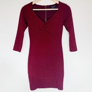 Forever 21 Small Maroon Textured Bodycon Dress